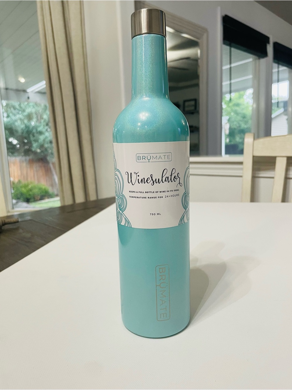 BruMate Winesulator Insulated Wine Bottle 750ml Aqua Stainless Steel Canteen